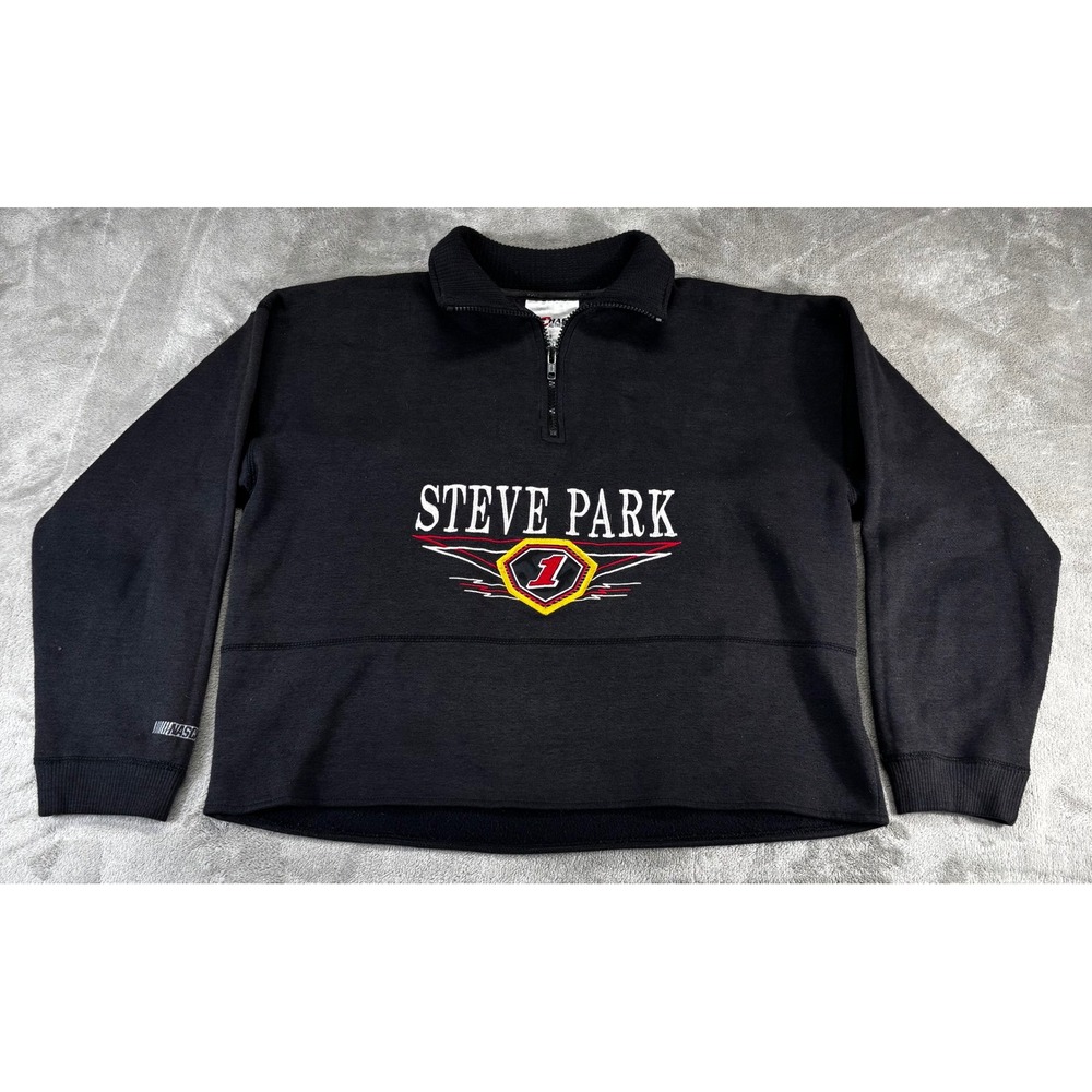 vintage Chase‎ Authentics Steve Park NASCAR Mens Small Black Quarter Zip Fleece